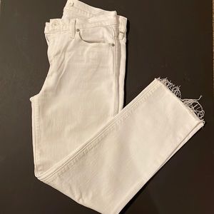 Hudson white cropped denim mid rise